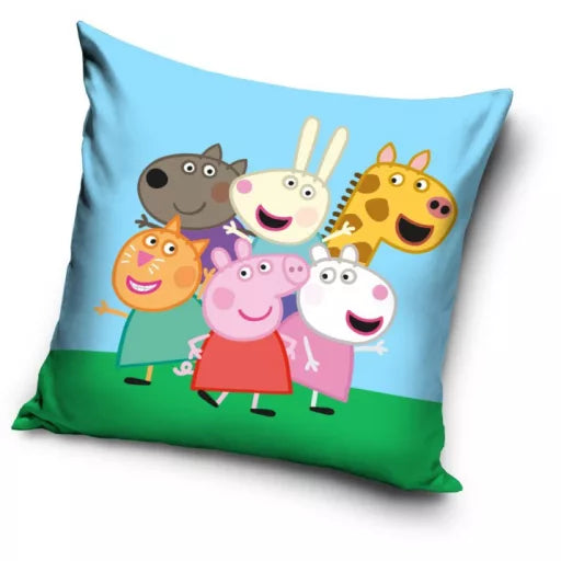 🐷👯♀️ Taie d’oreiller – Peppa Pig Friends – 40x40 cm – effet velours – coussin inclus