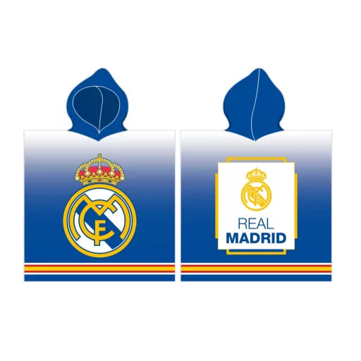 ⚽🧼 Poncho de plage – Real Madrid La Liga – 100 % coton – 55 × 110 cm