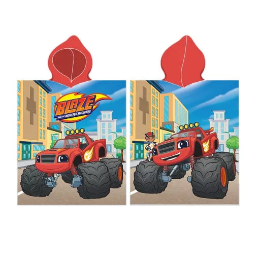 🔥🚗 Poncho de plage – Blaze : Flame City – 100 % coton – 55 × 110 cm