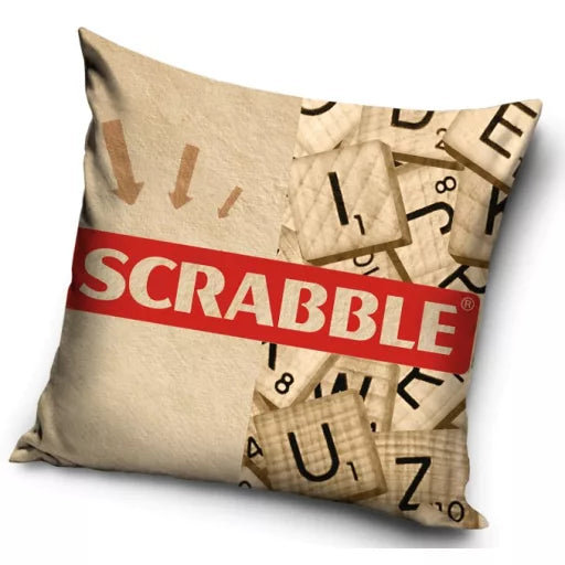 🔠🧩 Taie d’oreiller – Scrabble – 40x40 cm – coussin inclus