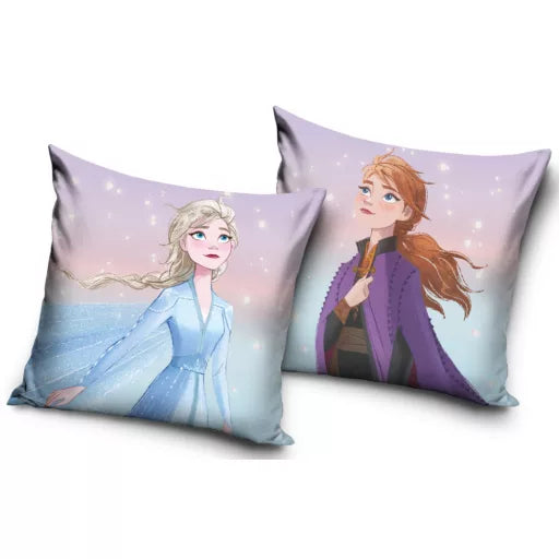 🌬️❄️ Taie d’oreiller – Disney Frozen Elements – 40x40 cm – effet velours – coussin inclus