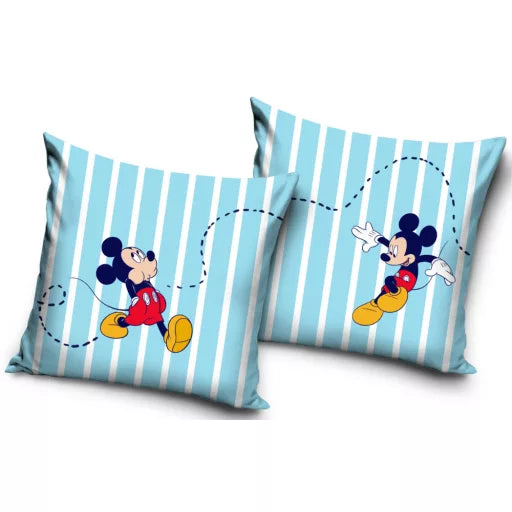 😄🐭 Taie d’oreiller – Disney Mickey Rayures et Sourire – 40x40 cm – effet velours – coussin inclus