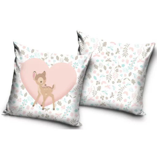 💖🦌 Taie d’oreiller – Disney Bambi Love – 40x40 cm – effet velours – coussin inclus