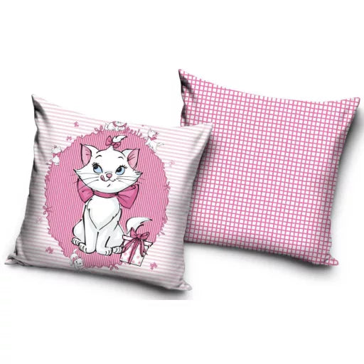 🐱🎀 Taie d’oreiller – Disney Marie Chic – 40x40 cm – effet velours – coussin inclus