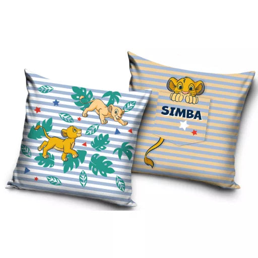 🦁🍃 Taie d’oreiller – Disney Le Roi Lion Feuille – 40x40 cm – effet velours coussin inclus