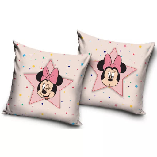 ⭐🎀 Taie d’oreiller – Disney Minnie Star – 40x40 cm – effet velours – coussin inclus
