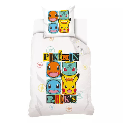 🎸 Parure de lit Pokémon Rocks – 140×200 cm + taie 70×90 cm