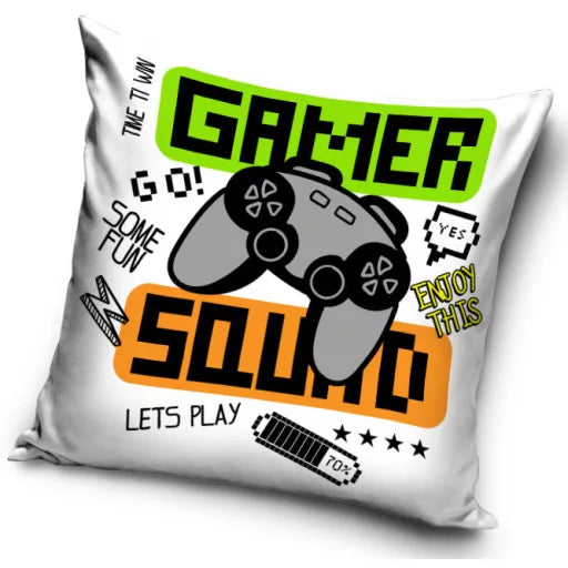 🎮 Coussin décoratif – Gamer Squad – 40 × 40 cm