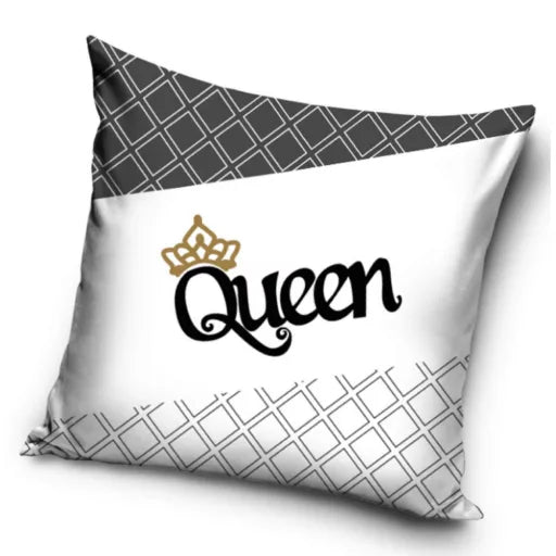 👑✨ Taie d’oreiller – Queen Regal – 40x40 cm – effet velours – coussin inclus