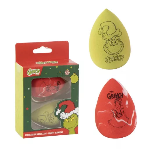 💚🎨 Lot de 2 éponges à maquillage – Le Grinch : La malice du Grinch – 100 % PU – 5 × 6 cm