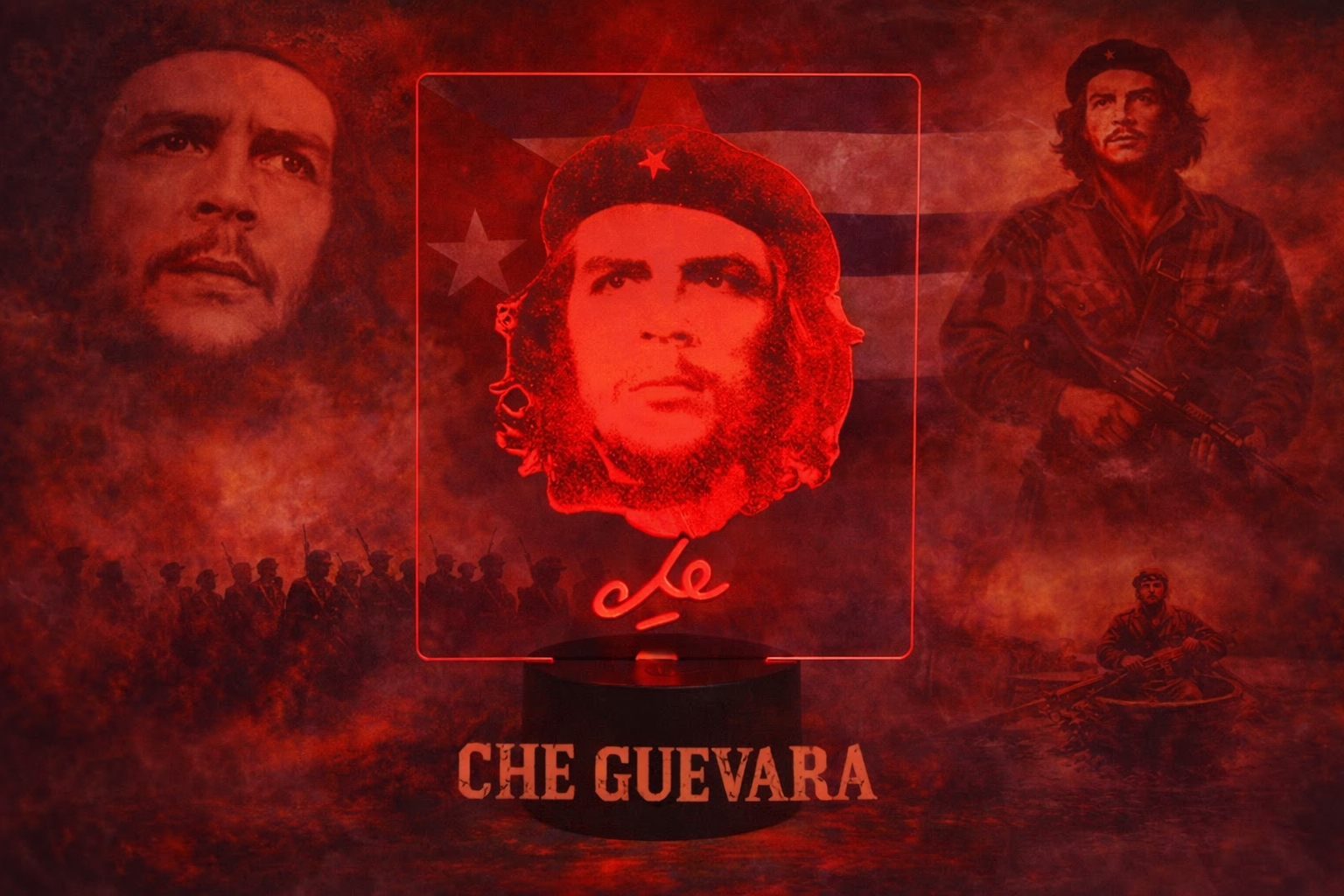 ✨🔥 Lampe Illusion 3D – Portrait Che Guevara