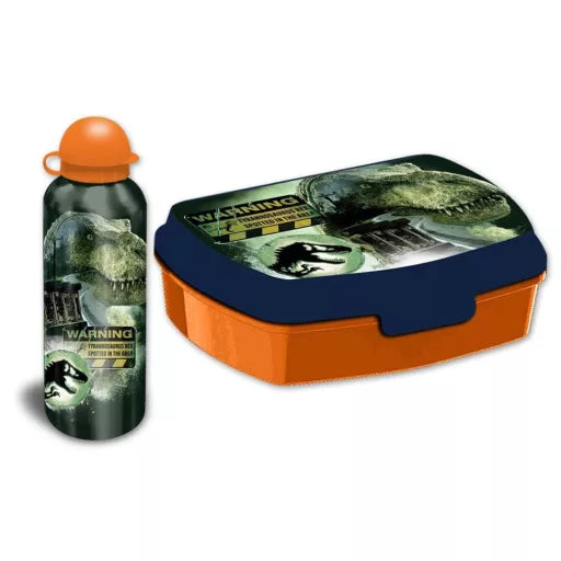 🦖🎁 Coffret repas – Jurassic World – boîte à sandwich + gourde aluminium