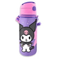 🎀🖤 Gourde Hello Kitty Kuromi – Aluminium – 600 ml – Avec paille &amp; mousqueton