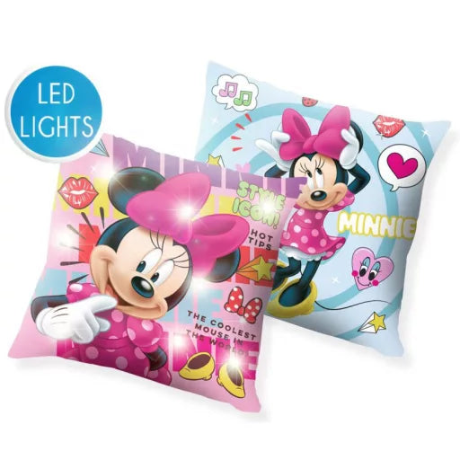 🎀 Coussin lumineux LED – Disney Minnie Style Icon – 40 × 40 cm