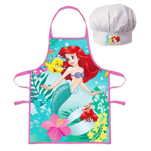 🧜♀️ Ensemble enfant 2 pièces – Disney Princess Ariel « Curieuse » – Tablier + Bonnet