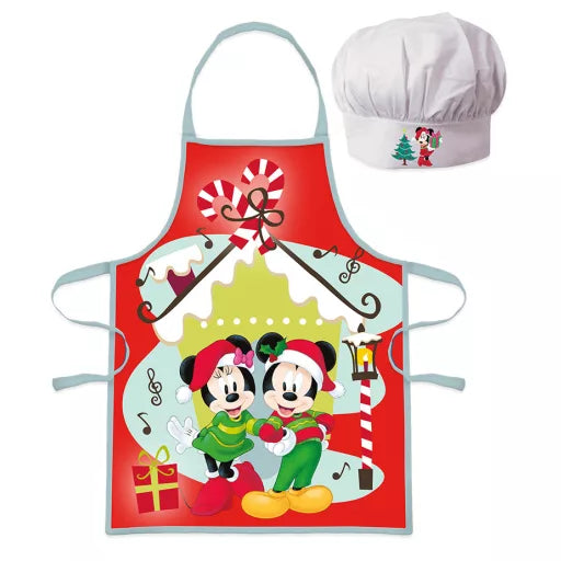 🎀 Ensemble enfant 2 pièces – Disney Minnie & Mickey – Tablier + Bonnet