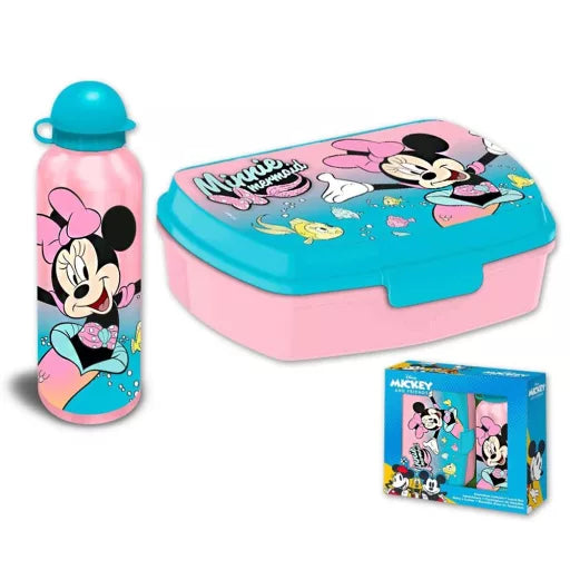 🧜♀️🎀 Coffret repas – Disney Minnie Sirène – boîte à sandwich + gourde aluminium