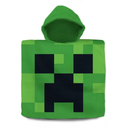 🟩⛏️ Poncho de plage – Minecraft Vert – 100 % coton – 60 × 120 cm