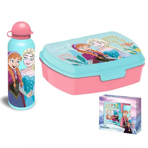 ❄️👑 Coffret repas – Disney La Reine des Neiges – boîte à sandwich + gourde aluminium