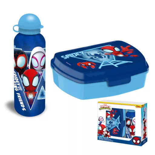 🕸️🎁 Coffret repas – Spiderman : Blue Web – boîte à sandwich + gourde aluminium