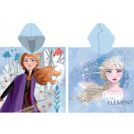 ❄️🌬️ Serviette de plage poncho – Disney La Reine des Neiges : Éléments – séchage rapide – 100 % polyester – 55 × 110 cm