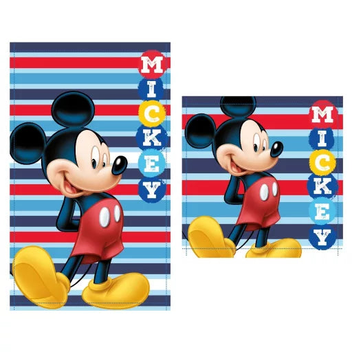 🐭 Ensemble de serviettes Disney Mickey – Rayures – 2 pièces