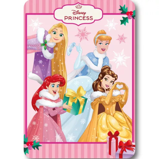 👑 Couverture polaire de Noël féerique – Disney Princesses – 100 x 140 cm