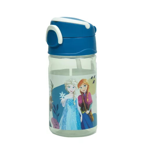 ❄️ Bouteille Disney Frozen Together en plastique avec paille et crochet – 350 ml
