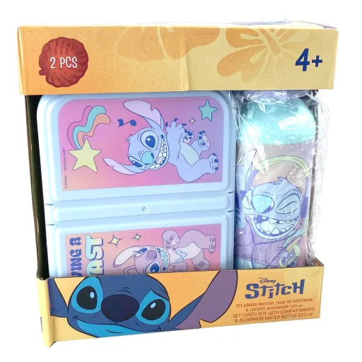 🌌🧃 Ensemble repas – Disney Lilo et Stitch : L’Explosion des Étoiles – boîte à sandwich + gourde aluminium