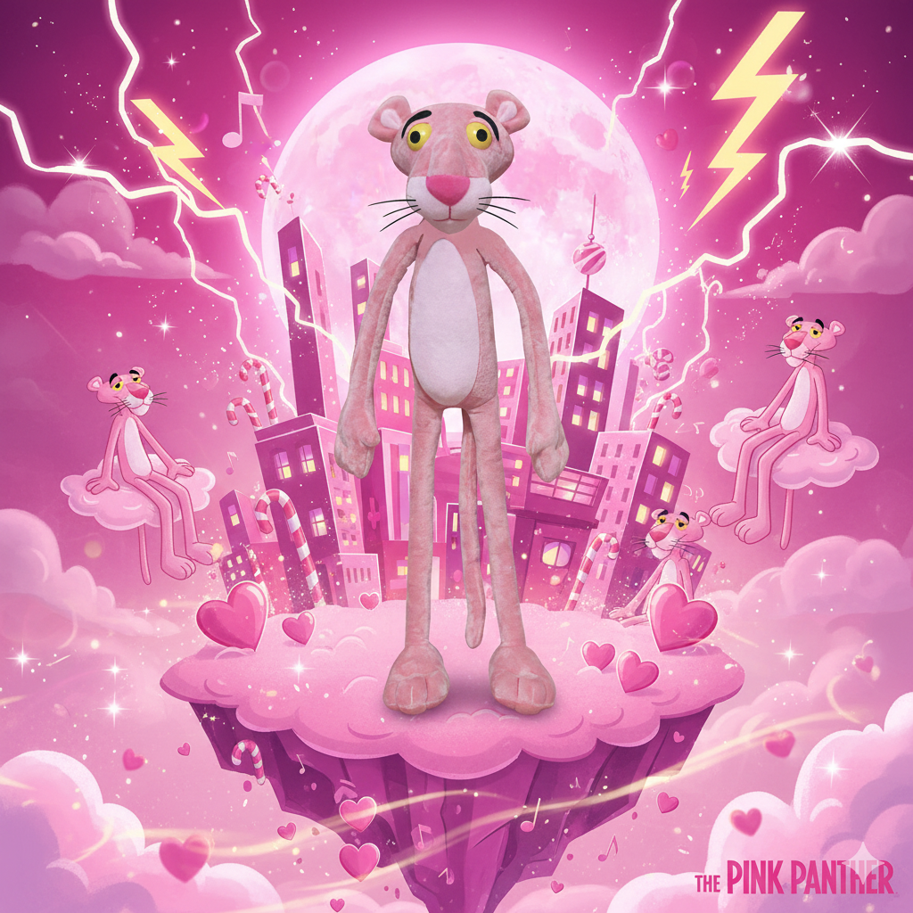 💗 panthère rose douce – 30 cm