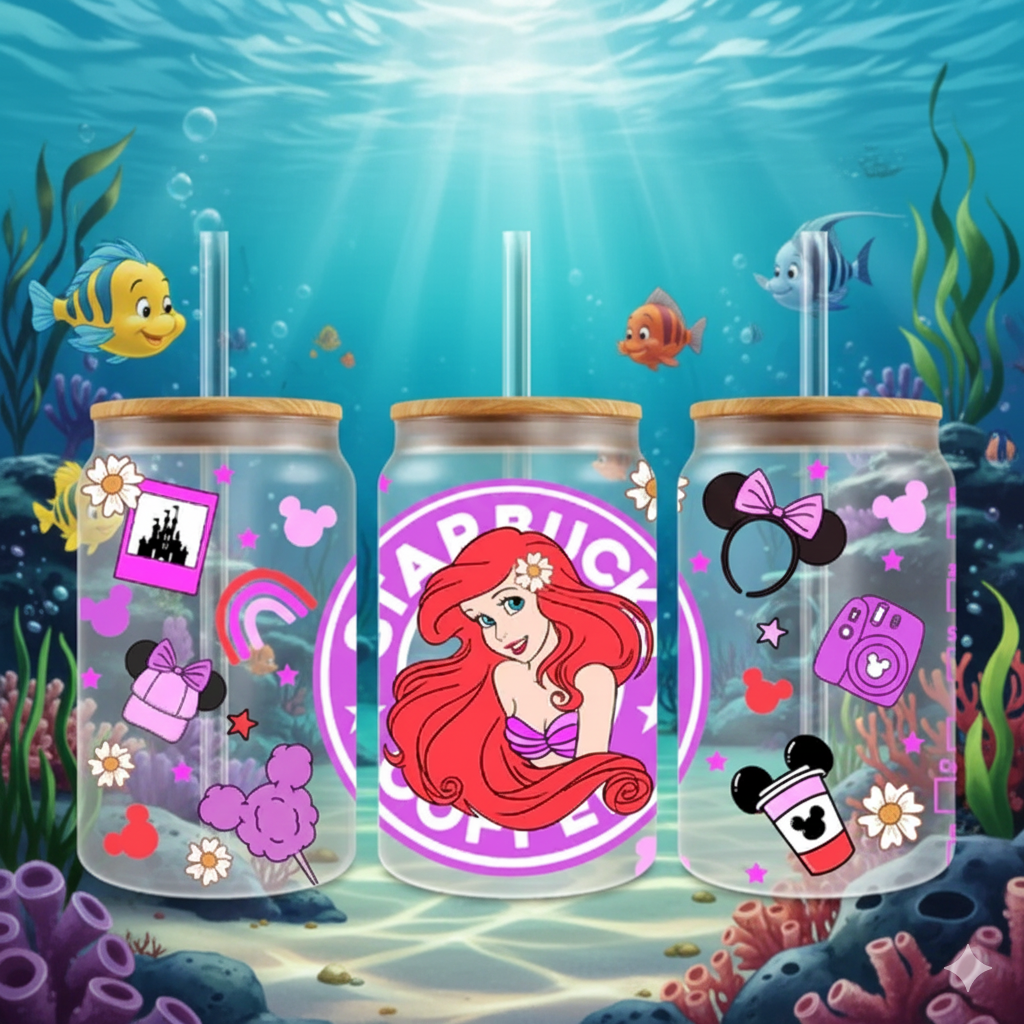 🧜♀️✨ Ariel Starbucks – Verre Givré Personnalisable – 470 ml