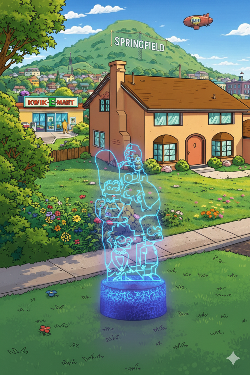 ✨💛 Lampe 3D Personnalisée à LED – Thème Les Simpson