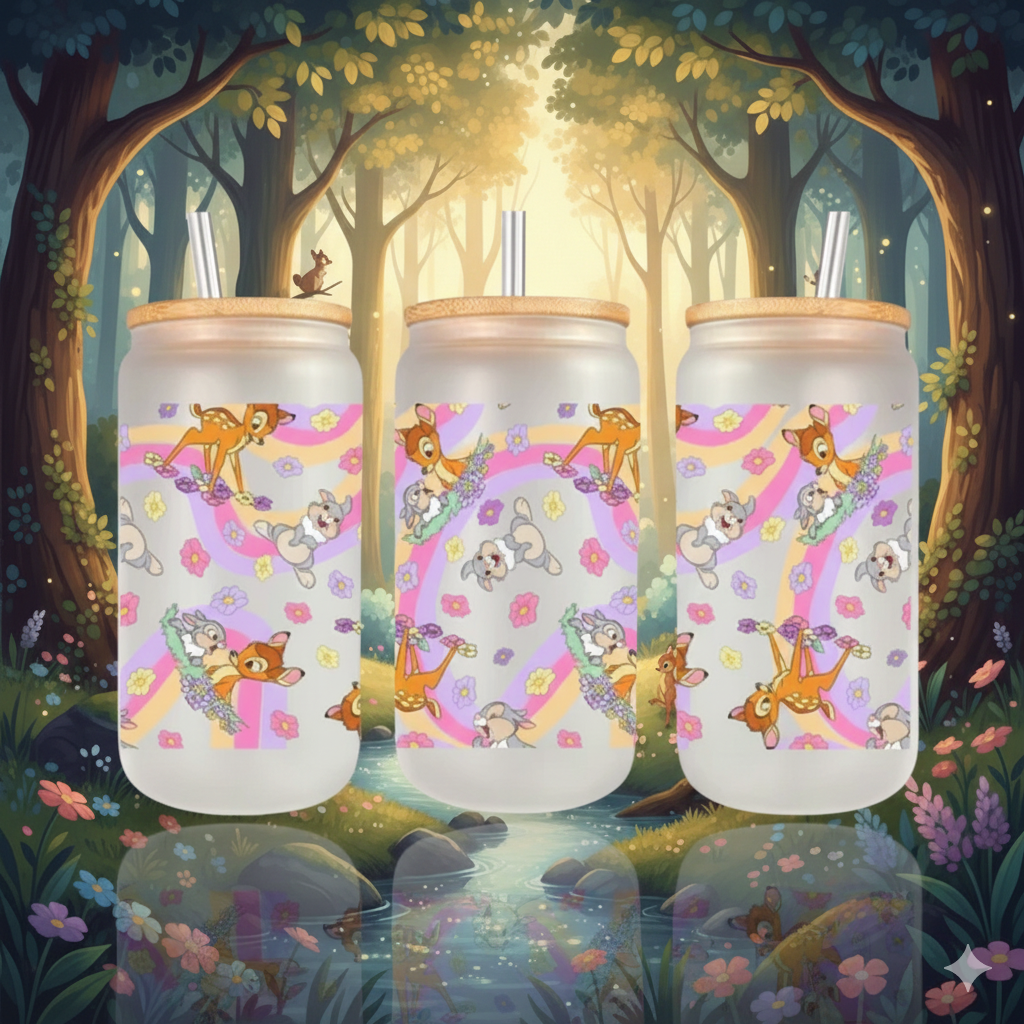 🦌🌿✨ Verre Givré Personnalisable Bambi – 470 ml
