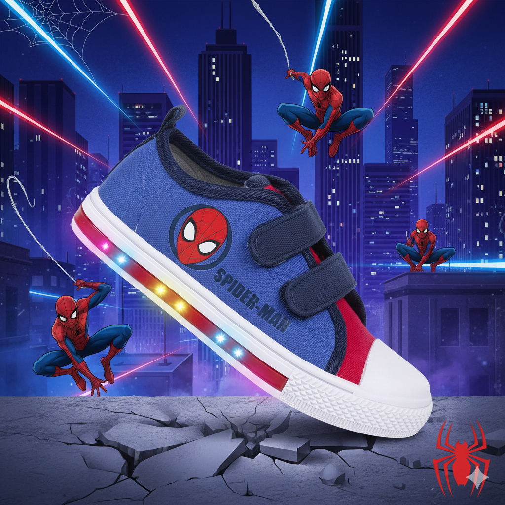 🕷️✨ Chaussures de Ville Lumineuses Spiderman – LED Clignotantes