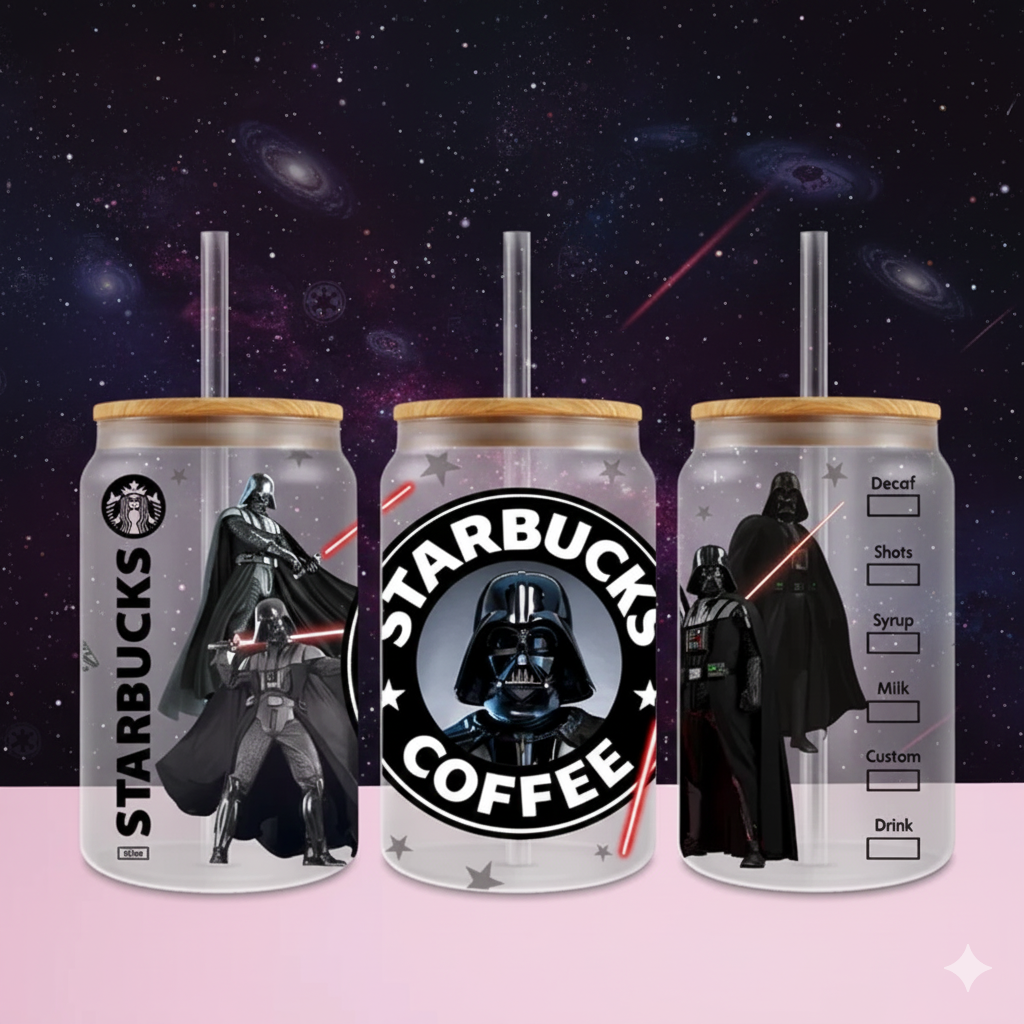 🖤⭐ Verre Givré Dark Vador Personnalisé – Style Starbucks – 470 ml