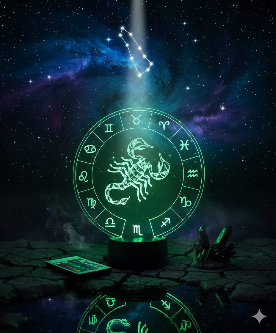 🦂✨ Lampe Illusion 3D – Astrologie Horoscope Scorpion