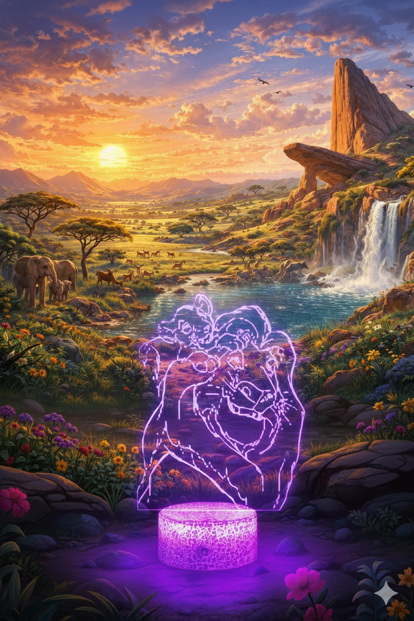 ✨🦁 Lampe 3D Personnalisée à LED – Mufasa & Simba (Le Roi Lion)