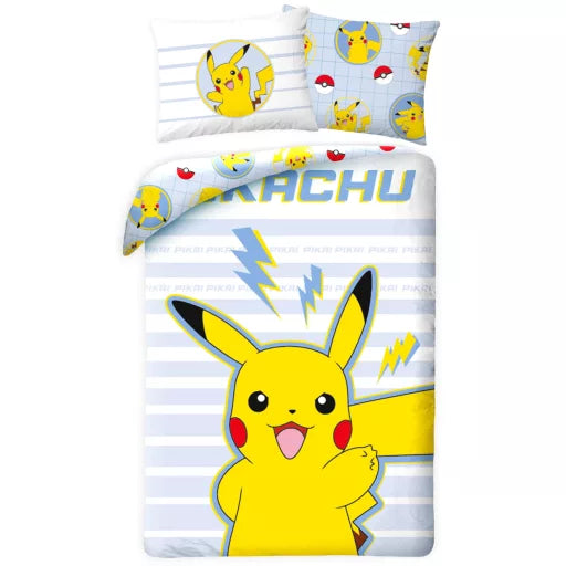⚡ Parure de lit Pokémon Thunderbolt – 140×200 cm + taie 70×90 cm