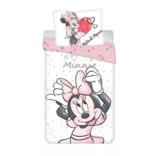 🤍 Parure de lit Disney Minnie Blanche – 140×200 cm + taie 70×90 cm