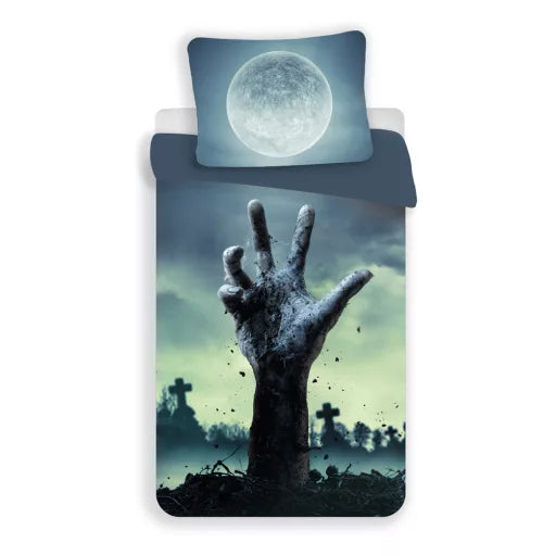 🧟♂️ Parure de lit Halloween Moon Zombie – 140×200 cm + taie 70×90 cm