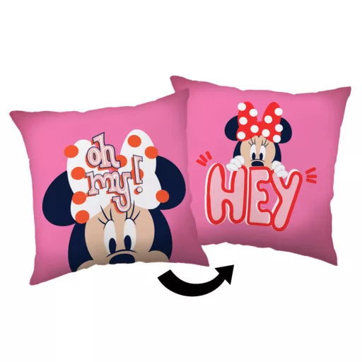 🎀 Coussin décoratif – Minnie Disney « Hey » – 40 × 40 cm