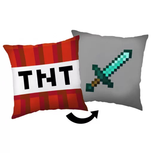 ⛏️ Coussin décoratif – Minecraft Épée & TNT – 40 × 40 cm