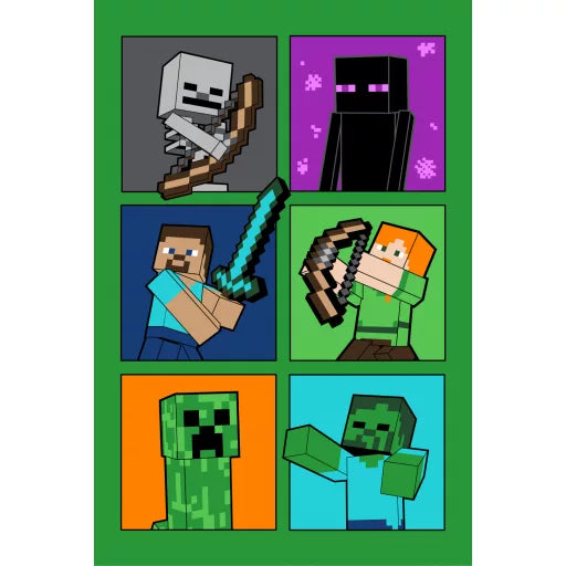 🛡️ Couverture polaire – Minecraft « Fight Badges » ultra douce – 100 x 150 cm