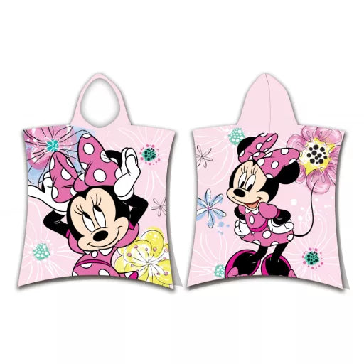 🎀🌞 Poncho de plage – Disney Minnie à nœud papillon – 100 % coton – 50 × 115 cm