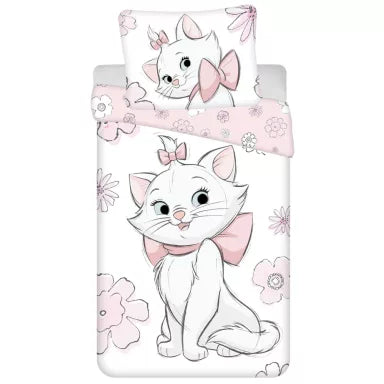 🌸 Parure de lit Disney Marie Flowers – 140×200 cm + taie 70×90 cm