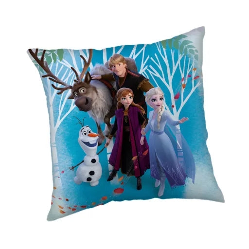 ❄️👑 Taie d’oreiller – Disney La Reine des Neiges Famille – 40x40 cm – effet velours – coussin inclus