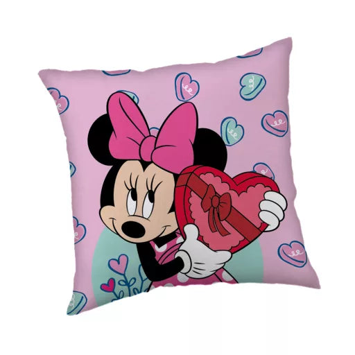 🎀💜 Taie d’oreiller – Disney Minnie violette – 40x40 cm – effet velours – coussin inclus