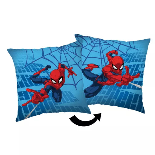 🕷️💙 Taie d’oreiller – Spiderman bleue – 40x40 cm – effet velours – coussin inclus