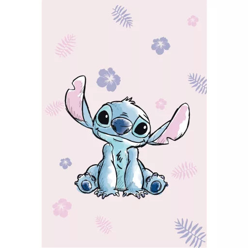 🌸 Couverture microflanelle rose Lilo & Stitch – Le chien étoile – 100 x 150 cm