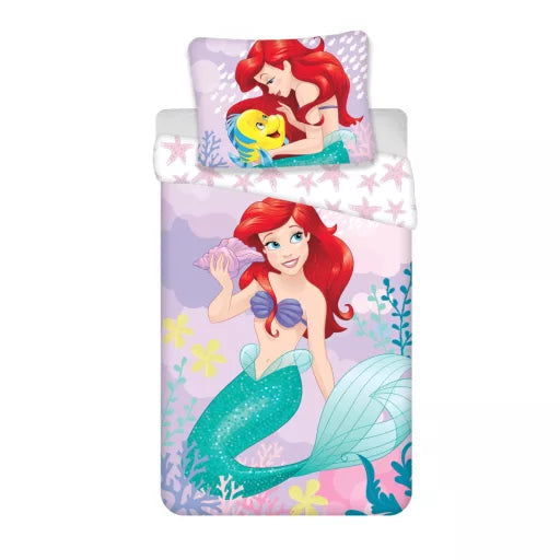 🧜♀️ Parure de lit Disney Princesse Ariel Rose – 140×200 cm + taie 70×90 cm
